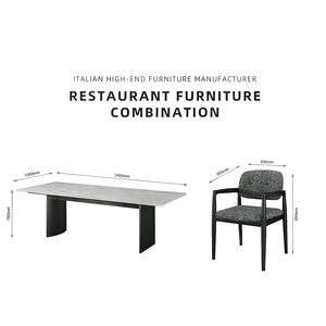 Table à manger en marbre de design italien de luxe, table en pierre minimaliste moderne pour salle à manger de villa - Product Image 2