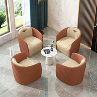 Fauteuil de salon en cuir au design épuré, mobilier d'appartement, chaise longue en cuir PU marron, fauteuil de détente moderne avec accoudoirs