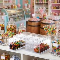 Distributeur de bonbons en acrylique transparent durable à 4 compartiments, boîte de rangement pour bonbons et chocolats en plexiglas pour confiserie