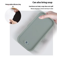 Boîte à lunch rectangulaire double couche pour adultes Style japonais coréen Étanche Sangle scellée en plastique Chauffable au micro-ondes