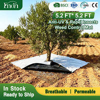 Penahan Gulma Orchard 5.2FTx5.2FT, Pelindung Pohon, Penahan Gulma Berpori, Anti Rumput, Alas Gulma Pertanian, Kain Nonwoven PP