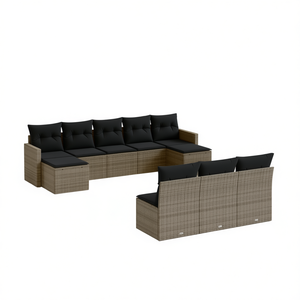 Ensemble de canapés de jardin en rotin gris 6 places, mobilier d'extérieur résistant aux intempéries, design contemporain - Product Image 1