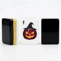 Tuiles de Mahjong Américain Halloween Minuit, Ensemble de 160 tuiles, Motifs Citrouille, Chauve-souris, Fantôme, Araignée, En Stock, Personnalisation OEM/ODM
