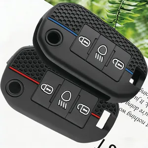 Housse de protection pour clé de voiture en silicone souple de qualité supérieure, 3 boutons, pour Peugeot 208 301 308 508 <span class=keywords><strong>5008</strong></span> 3008 Citroën 2010 2021 <span class=keywords><strong>2023</strong></span> - Product Image 4