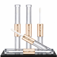 Tubo de Brillo Labial 2 en 1 de Doble Punta con Tapa Giratoria Dorada Electrochapada y Aplicador, Envase Recargable para Maquillaje DIY