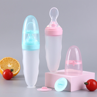 Biberon Distributeur Portable Personnalisé Compressible en Silicone avec Cuillère d'Alimentation pour Bébé en Silicone