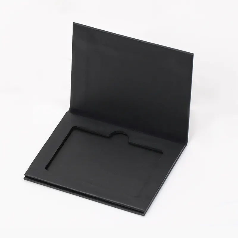 Custom Logo Rigid Book Shape Black Card board Cardboard Packaging Credit Vip Card Gift Box