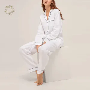 Pijama de lino para mujer, ropa de noche ecológica, para salón, 100%