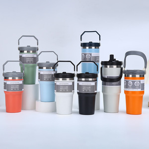 Vaso Térmico de Acero Inoxidable de 30oz con Asa y Popote, Mantiene Bebidas Frías o Calientes, Aislamiento al Vacío, Rendimiento Térmico de 6-12 Horas, para Mujer - Product Image 2