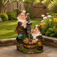 Fontaine de jardin drôle de statue de chien de gnome de résine pour la décoration d'hôtel de maison ou de centre commercial