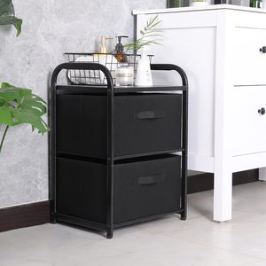 Meuble de rangement pliable à 2 tiroirs en tissu pour vêtements - Product Image 2