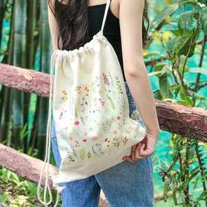 Custom Custom String Beach Sack Bag Travel Sack Pack Cotton <b>Canvas</b> <b>Backpack</b> for Women Gift Sport Gym - Product Image 6