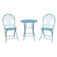 Meubles de patio en métal vintage design, table et chaises pliantes pour l'extérieur, jardin, cour, balcon, ensemble de meubles