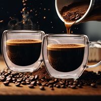 Mug Kaca Isolasi Ganda 5oz 150ml Langsung dari Pabrik, Cangkir Kopi Teh Espresso Latte dengan Gagang