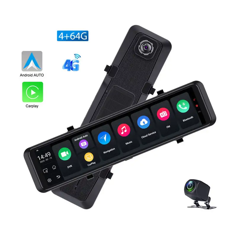 4 g drahtloses carplay android auto 4 g spiegel auto-dvr android 10 4 + 64 g mit adas wlan gps-navigation live-streaming monitor