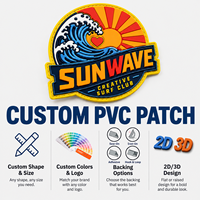 Patch PVC 3D personnalisé SUNWAVE – Badge créatif pour club de surf, idéal pour les vêtements d'extérieur et les accessoires de style de vie