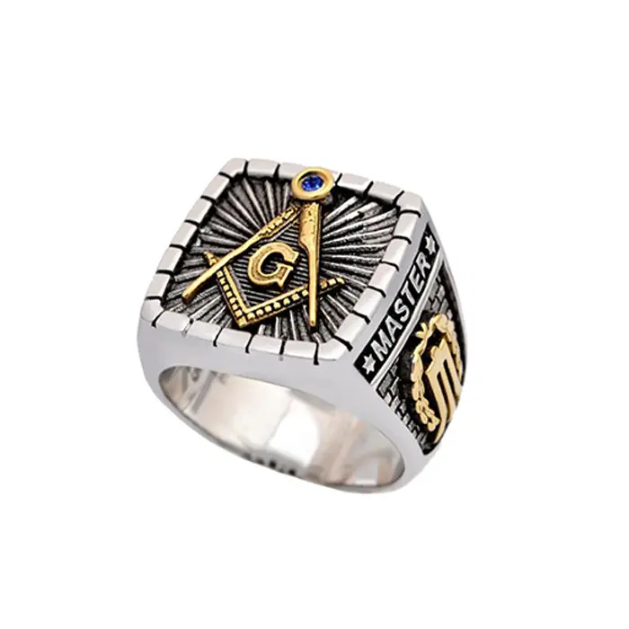 Mason Signet Ring-14 k Mạ Thép Không Gỉ Freemason Ring Thuộc Về Thợ Hồ. Freemason của Trang Sức cho Miễn Phí Nề Thành Viên