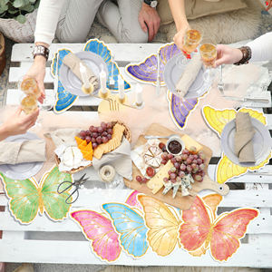 Napperons en papier jetables en forme de papillon pour décorations de mariage, anniversaire et fêtes printanières/estivales - Product Image 4