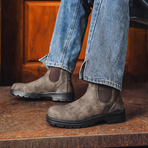 Botas Chelsea Neutras Multicolores de Calidad, Cuero Artificial PU, Otoño Invierno, Transpirables, a la Moda, Zapatos para Hombre - Product Image 3