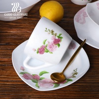 Impression personnalisée 58pcs Spinning Style Opal Ware Vaisselle Ensembles Forme Carrée Blanc Opale Verre Bols Assiettes Plante 58pcs