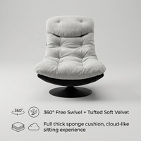 Fauteuil lounge individuel en velours tufté, fauteuil d'appoint moderne pour salon, fauteuil paresseux pivotant à 360 degrés