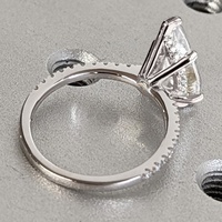 Bague de fiançailles solitaire en diamant de laboratoire de 2 carats, taille poire, avec halo caché et pavé, en or massif 10K/14K/18K, certifiée IGI, CVD/HPHT, personnalisable