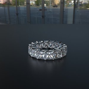 Anillo de Eternidad de Plata de Ley con Corte Princesa de 8 Quilates, con 0.50 Quilates Cada Uno - Product Image 1