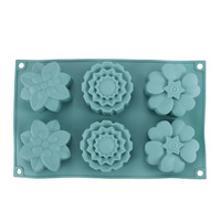 Moule à gâteau en silicone 6 cavités en forme de fleur, pour chocolat, pudding, gelée, bonbons, savon, outil de cuisson DIY, réutilisable, antiadhésif, résistant à la chaleur, pour la cuisine