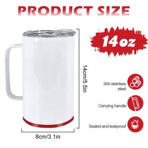 Vaso Térmico de Acero Inoxidable de Doble Pared con Aislamiento al Vacío de Alta Calidad de 14 oz, Taza de Café con Asa para Sublimación - Product Image 5