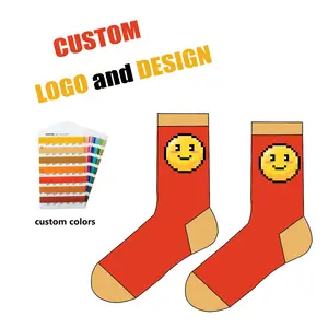 DESIGN gratuito No MOQ OEM calzini a tubo con Logo personalizzato lavorato a maglia calzini Design propri calzini