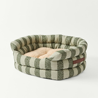 Lit moderne chenille pour chien chat respirant confortable doux mode amovible lavable hiver chat chien grotte lit avec poignée PU