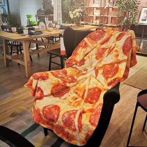 Manta de Franela Redonda, Suave y Divertida con Diseño Personalizado de Pizza, <span class=keywords><strong>Burrito</strong></span> Mexicano o Tortilla, en Oferta - Product Image 2