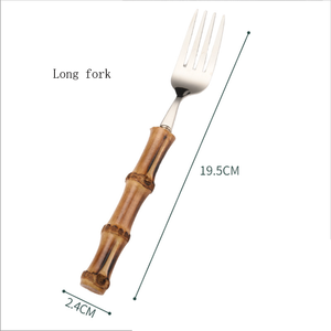 Juego <span class=keywords><strong>de</strong></span> vajilla <span class=keywords><strong>de</strong></span> acero inoxidable con mango <span class=keywords><strong>de</strong></span> nudo <span class=keywords><strong>de</strong></span> bambú ecológico, cuchillo <span class=keywords><strong>de</strong></span> carne occidental, tenedor, cuchara <span class=keywords><strong>de</strong></span> <span class=keywords><strong>postre</strong></span> para pastel para viaje - Product Image 5