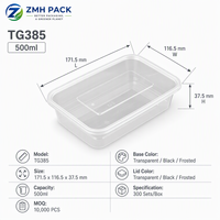Lebensmittelechte PP Quadratische 500ml Mikrowellen- und Gefrierschrank-Geeignete Spülmaschinenfeste Meal-Prep-Box für Sushi/Nudeln/Mittagessen/Pizza/Gelee Einwegbehälter