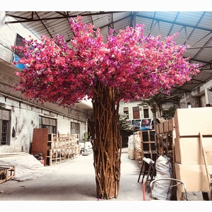 Su misura in legno massello staccabile albero di seta triangolo rosso prugna fiore albero fiore albero per la decorazione della casa - Product Image 1