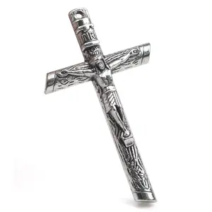 ¡Venta al por mayor! Crucifijo de aleación de Metal católico de 55x30mm con colgante de cruz de Jesús