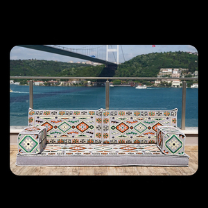 Ensemble de canapés au sol de style turc, motif Kilim bohème, banc rembourré pour salon - Product Image 4