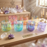 Juego de Cuencos Cantores de Cristal Alquímico de Cuarzo de Color Pastel para Baño de Sonido Curativo y Meditación, Directo de Fábrica HF