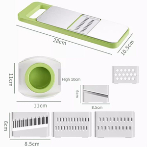 Five-Knife Stainless Steel Kitchen Slicer Manual Vegetable <b>Cutter</b> Grater with Hand Protector PP Plastic for Food Preparation - Product Image 4