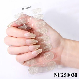 Autocollants 3D semi-durcis en gel pour ongles, motif rayures or et rose, durables, à polymérisation semi-UV, adhésifs, pour décoration d'ongles et nail art - Product Image 3