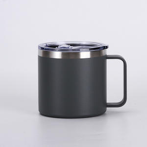Logo personnalisé de 14oz à double paroi gobelet sous vide tasse à café isolée en acier inoxydable avec revêtement en poudre tasse de camping avec couvercle - Product Image 3