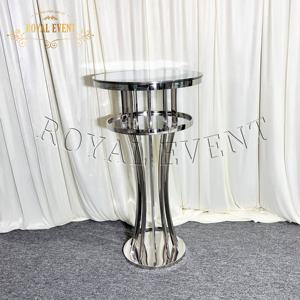 Modern Bar taburesi mobilya gümüş paslanmaz çelik düğün etkinlikleri için kokteyl masası altın yuvarlak demir masa - Product Image 1