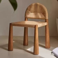Chaise en rotin de style nordique, chaise de salle à manger en bois massif, meubles, salon, salle à manger, cour, extérieur