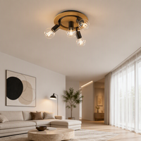 Meilleure Vente : Plafonnier Décoratif en Aluminium Effet Bois pour Salon, Luminaire Mural Intérieur en Aluminium et Verre