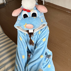 Ensemble de pyjama unisexe en flanelle épaisse bleu pour <span class=keywords><strong>couple</strong></span>, 2 pièces, style chef, idéal pour l'extérieur, cadeau parfait, vente en gros IM131-W - Product Image 4