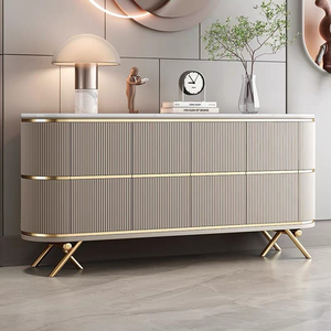 Meuble de rangement moderne de luxe avec dessus en marbre italien, grande capacité, <span class=keywords><strong>buffet</strong></span> <span class=keywords><strong>blanc</strong></span> pour la maison, meubles pour appartement, villa, salon - Product Image 1