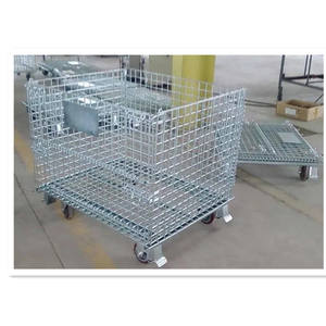 Contenedor de alambre de almacenamiento de almacén, jaula de caja de malla de acero para estanterías de paletas de Metal para jaula de almacenamiento de rotación de Material - Product Image 5