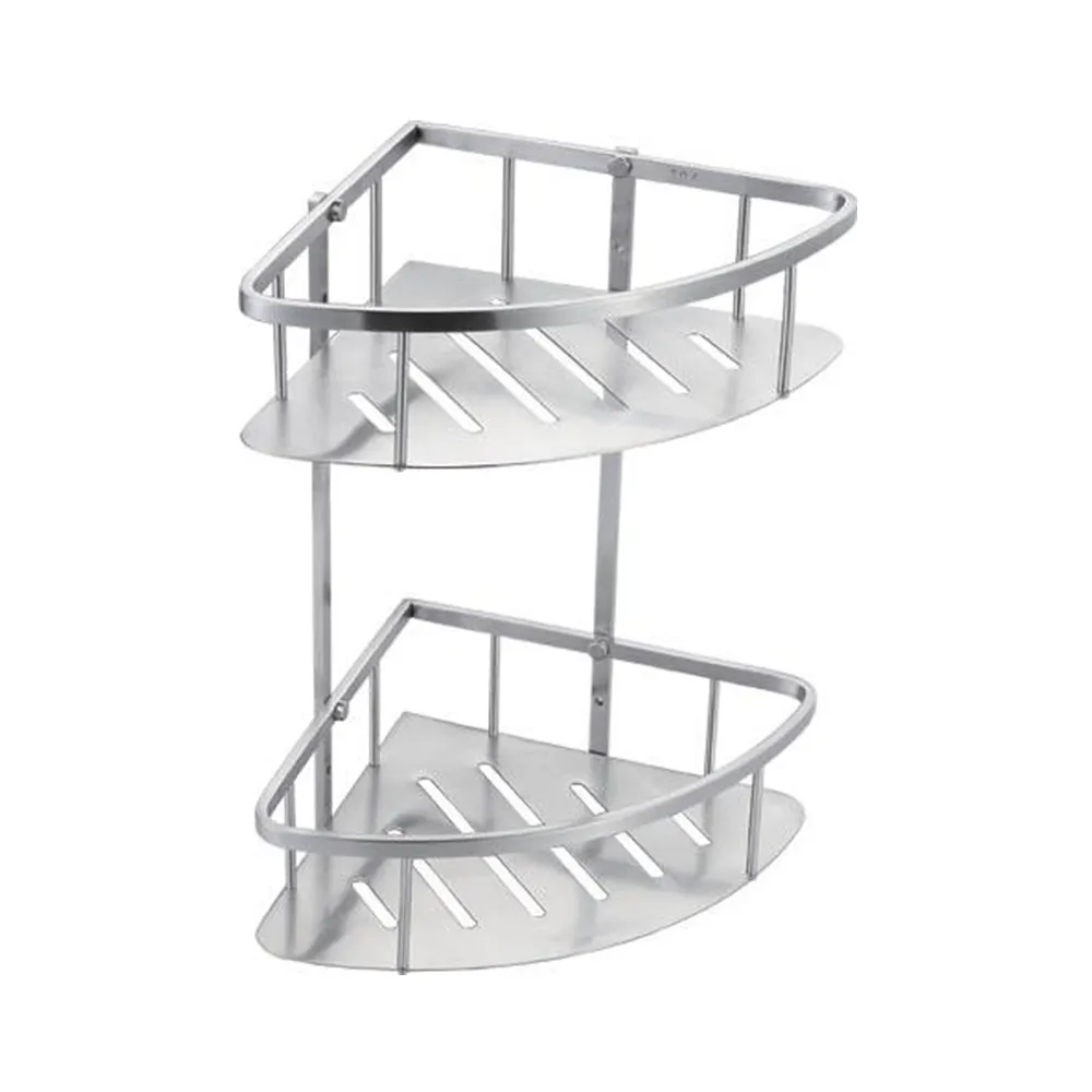 Low Price Stainless Steel Corner Silver Bathroom Wall Shelf For Home