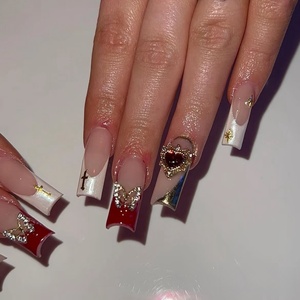 2024เล็บปลอมอะคริลิกเทียมหรูหราแบบทำด้วยมือแบบกดบนเล็บฤดูใบไม้ร่วง - Product Image 4