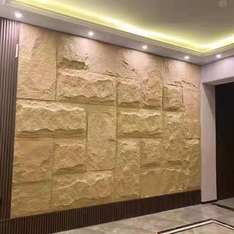 Panel de pared de piedra de seta de poliuretano moderno, revestimiento de piedra Artificial impermeable para interiores y exteriores, respetuoso con el medio ambiente